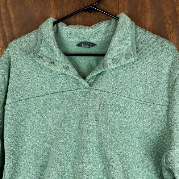 Eddie Bauer Womens Sweatshirt Green Radiator Fleece Snap Mock Neck XL - Picture 2 of 13
